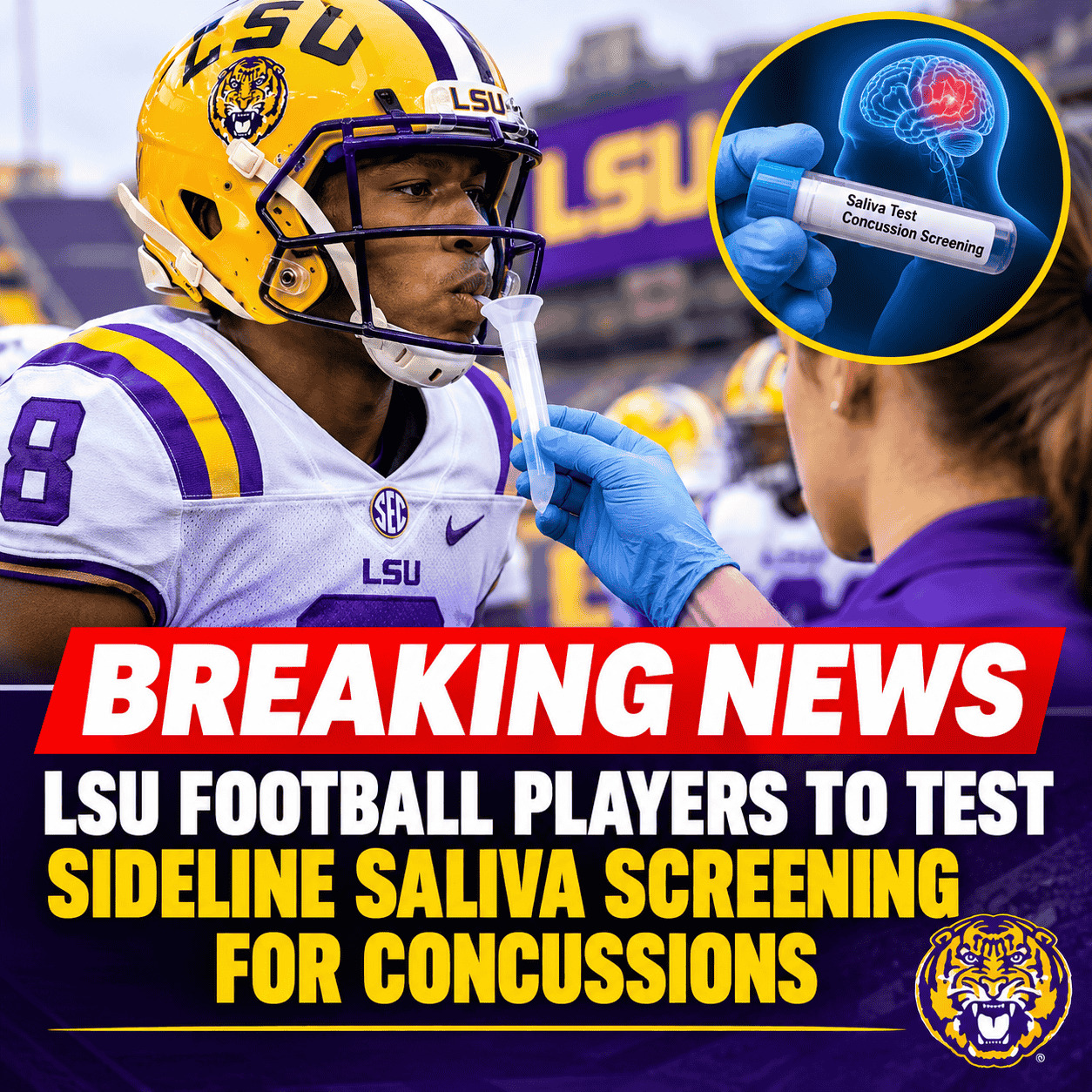Breaking News: LSU football players to test sideline saliva screening ...
